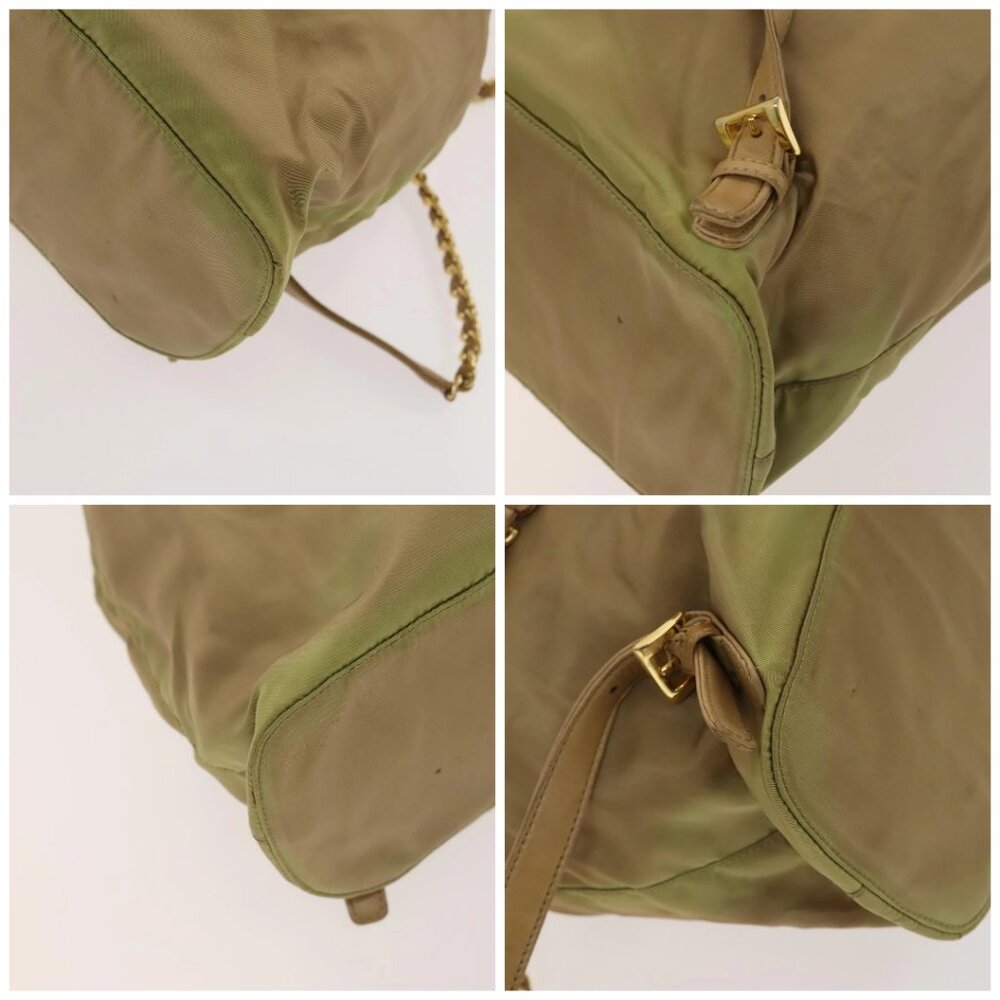 PRADA Chain Backpack Nylon Khaki Gold Auth - Picture 16 of 16